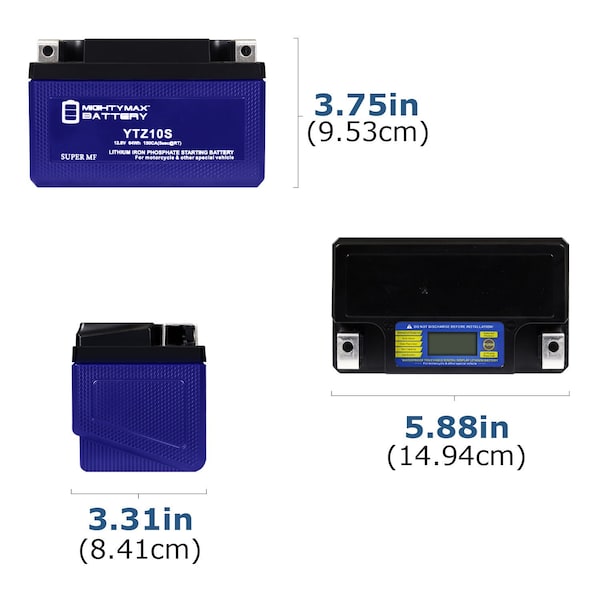 YTZ10S Lithium Replacement Battery Compatible With Aprilia RXV 550 RXV 5.5 06-07